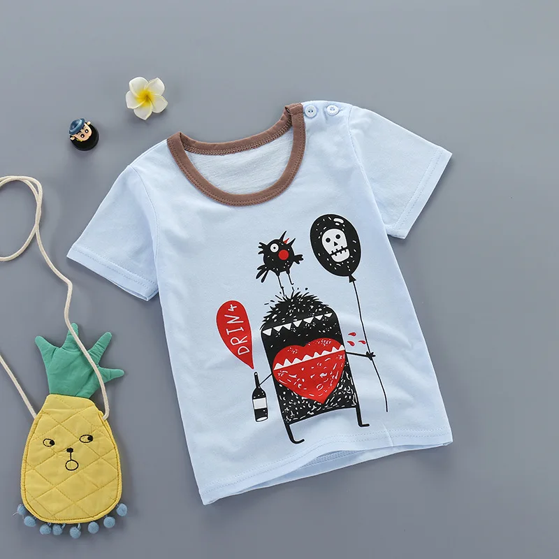 Новая летняя одежда для малышей от 9 до 24 месяцев с короткими рукавами из чистого