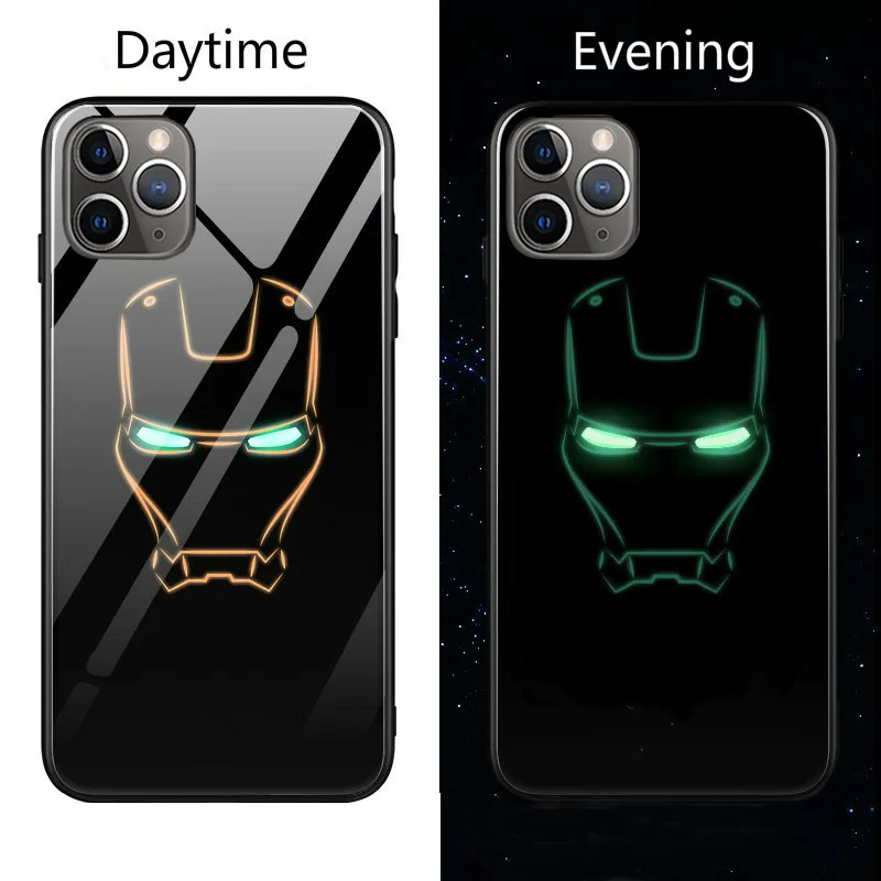 Marvel Бэтмен Веном чехол в виде светящегося стекла для iphone 11 Pro XS MAX XR X 7 8 6 6S Plus Мстители Черная пантера Железный человек чехол