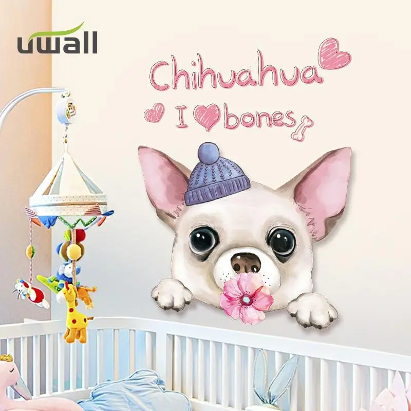 

Cartoon Cute Dog Wall Stickers Kids Room Decoration Boy Girl Baby Bedroom Decor Self-Adhesive Sticker Home Decor Door Sticker