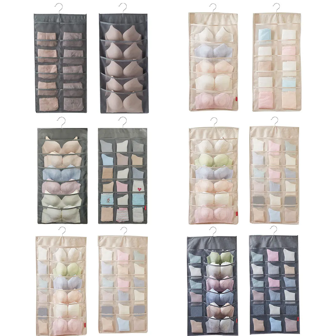

2020 New 30 Grids Folding Clothing Storage Bag Hanging Bag Underwear Sock Tie Hanging Storage Organizer Pouch Clothes Organizer