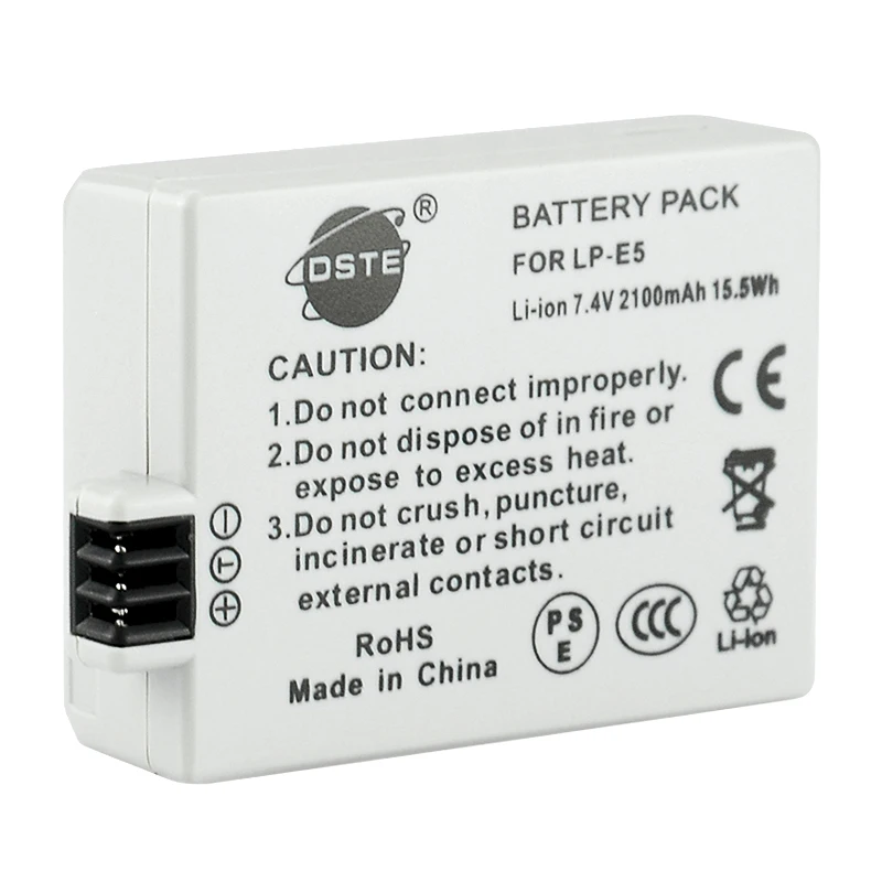 2шт 2100mAh 7 4 V 15.5Wh DSTE LP-E5 батарея для камеры 1 * DC зарядное устройство Canon 450D 500D 1000D Kiss