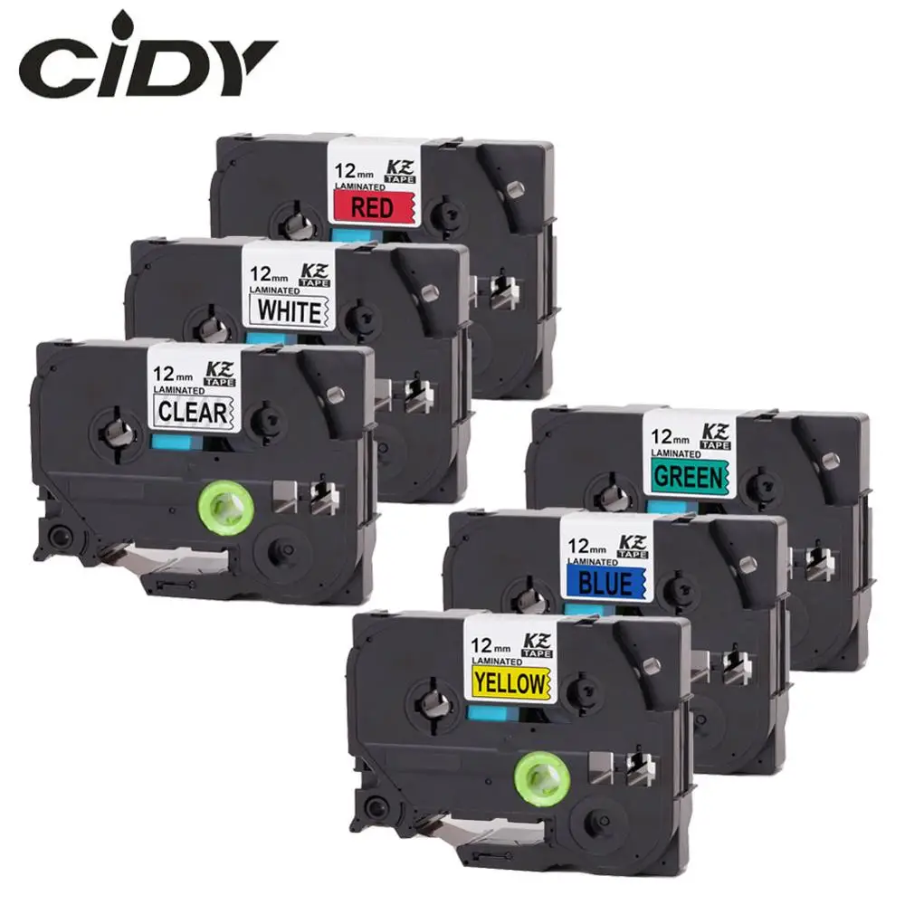 

CIDY 6 шт. 12 мм tze 231 совместимые с Brother P-touch ламинированные этикетки
