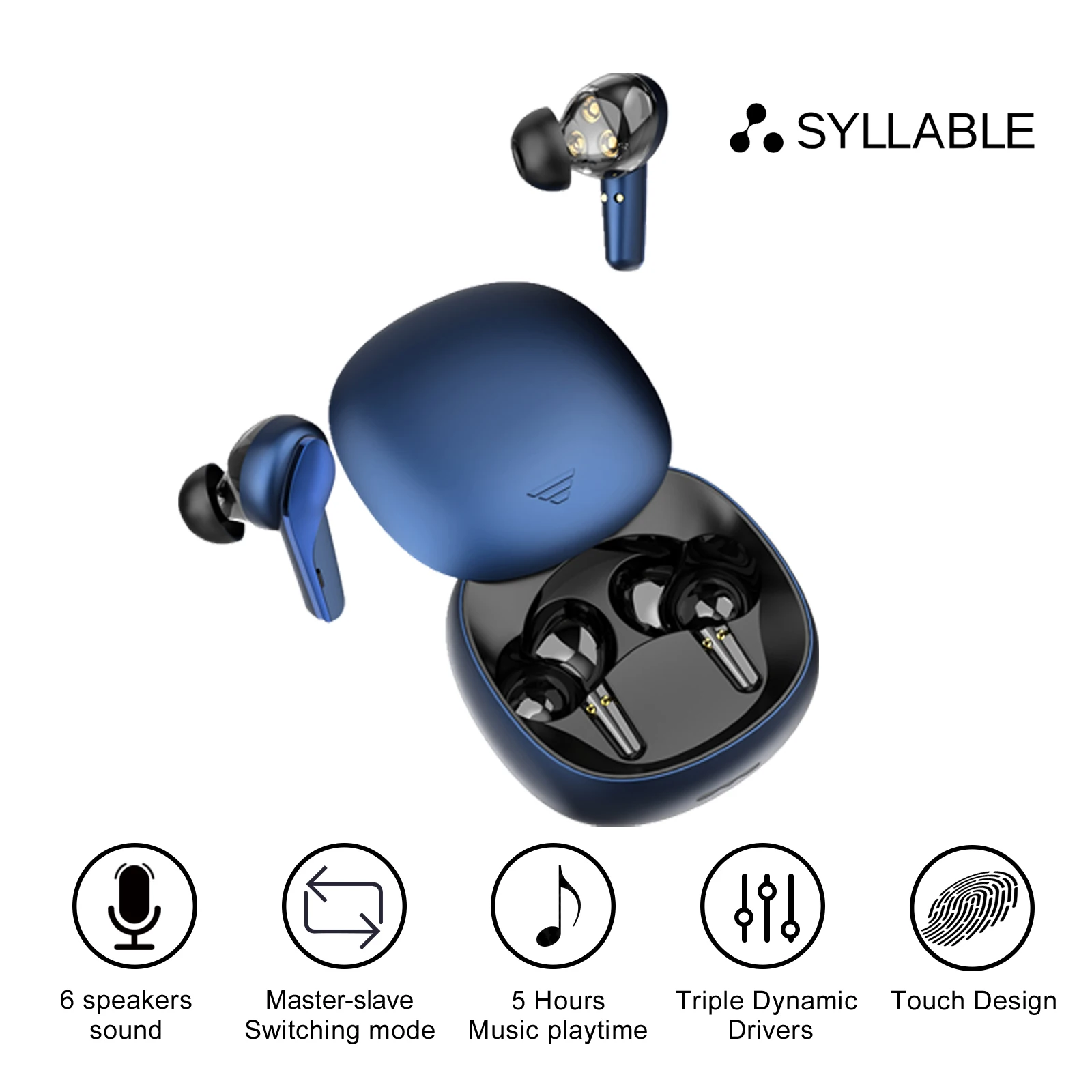 Cheap أحدث سماعات أذن ديناميكية ثلاثية SYLLABLE WD1100 TWS سماعات أذن لاسلكية 5 ساعات سماعات أذن استريو 6 سماعات صوت تعمل باللمس