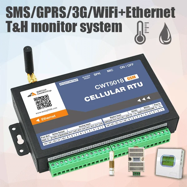 רב ערוץ 3g Gsm Sms Gprs Wifi Ethernet טמפרטורת אזעקת לחות נתונים לוגר צג מערכת