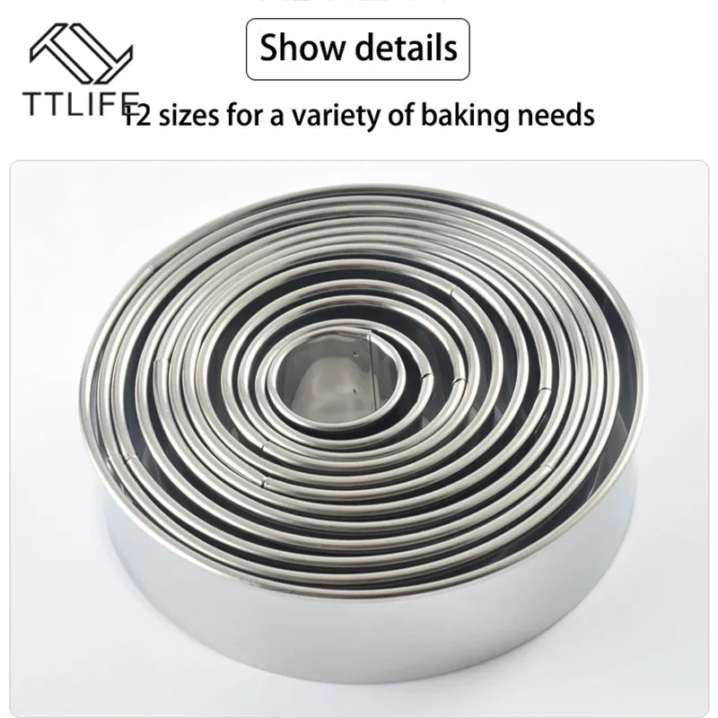 12 шт Круглые Форма нарезки печенья прессформы Нержавеющая сталь мусс для