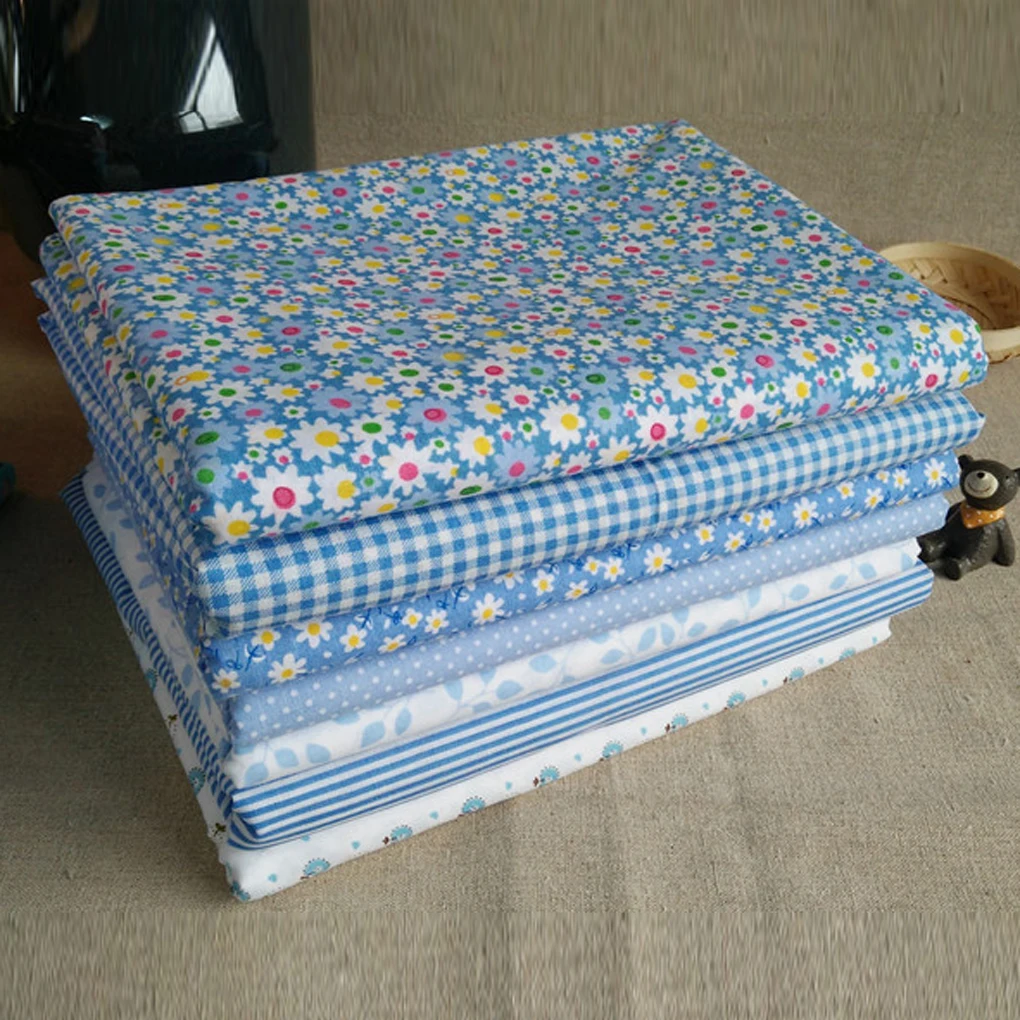 7 шт. синяя серия хлопковая одежда Ткань цветочный узор швейный текстильный