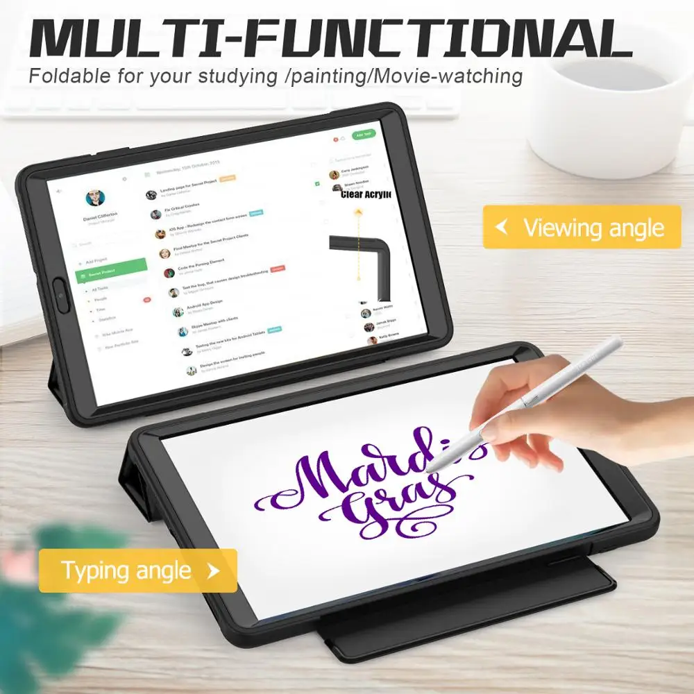 

3-Layer Clear Protective Cover Auto Wake / Sleep Foldable Magnetic Tablet Case for Samsung Galaxy Tab A 10.1 (2019) T510 T515