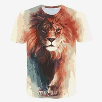 lion tiger mens t shirt 3d printing harajuku top funny animal pattern fashion street wear casual round neck pullover top