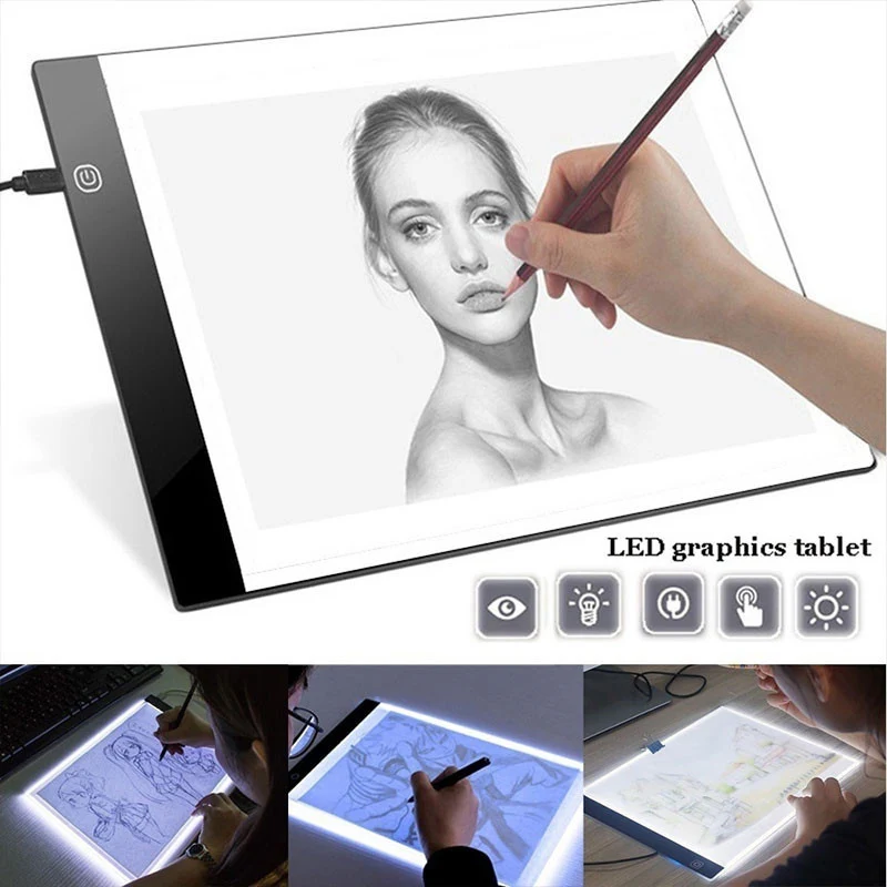 

A3 A4 USB Powered Ultra-thin LED Drawing Board Aritist Tattoo Stencil Board Light Box Tracing Drawing Pad Table 3 Level Dimming