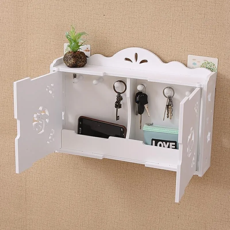 

Simple and modern wall shelves hook-free drilling living room decorative wall hanging key storage box finishing box