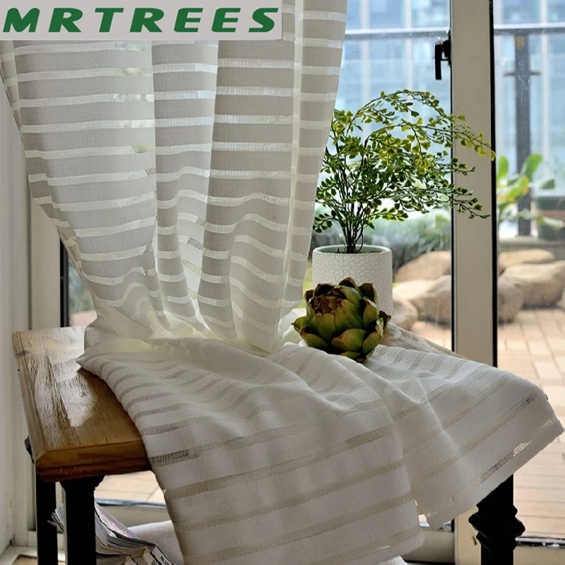 Полосатые прозрачные Занавески для гостиной домашние украшения современные