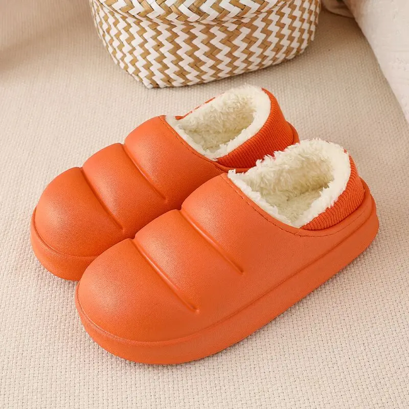 JIANBUDAN Home cotton shoes plush slippers Women's Indoor Warm casual Shoes Winter Waterproof Cotton shoes plush Indoor slippers