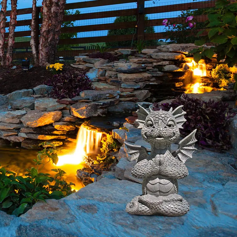 

Resin Dragon Statue Zen Yoga Dragon Home Garden Decoration Dragon Buddha Art Sculptures for Outdoor Backyard Porch