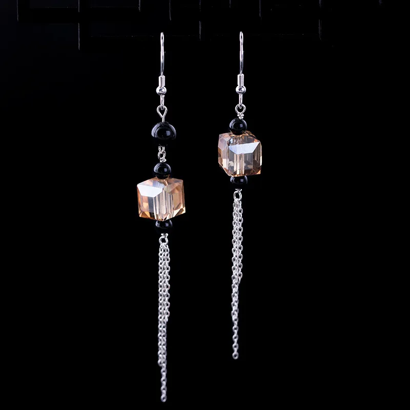 Женские винтажные серьги-кисточки из серебра 925 пробы с натуральным цитрином