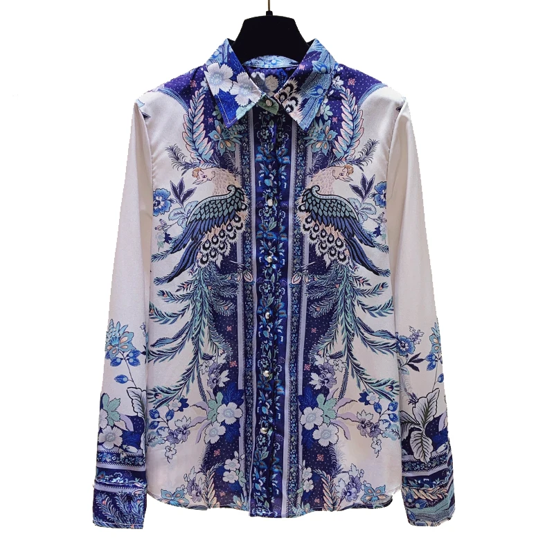 

Новинка весна-осень 2021, женская рубашка с принтом в стиле ретро, женская модная блузка, блузы