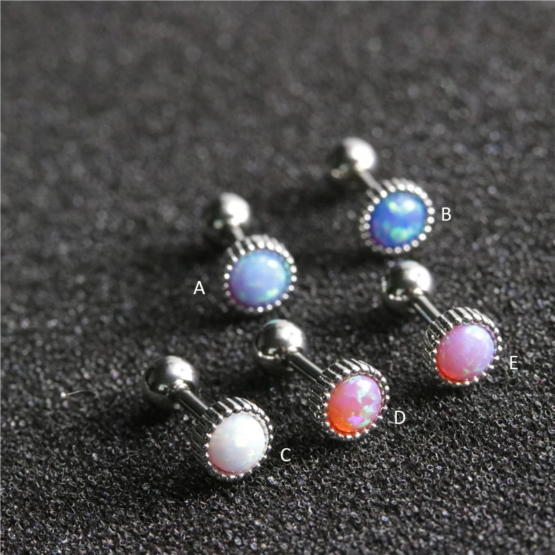 Женские круглые серьги-гвоздики из нержавеющей стали с опалом 1 шт. | Украшения и