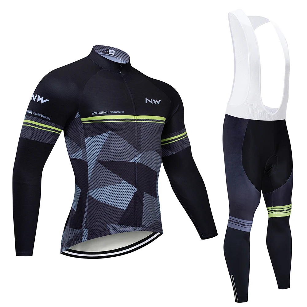 Long Cycling set Northwave Pro Team Long Sleeve Breathable Cycling Jersey Set NW Clothing Men Suit Outdoor Sportful Bike MTB Clothes - Цвет: Long Cycling set