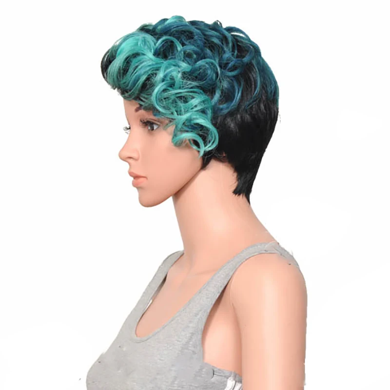 HAIRJOY женский специальный смешанный цвет боковая часть короткий кудрявый синтетический парик для волос