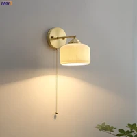 iwhd ceramic nordic modern wall lamp beside pull chain switch bedroom bathroom mirror light copper wandlamp luminaira led