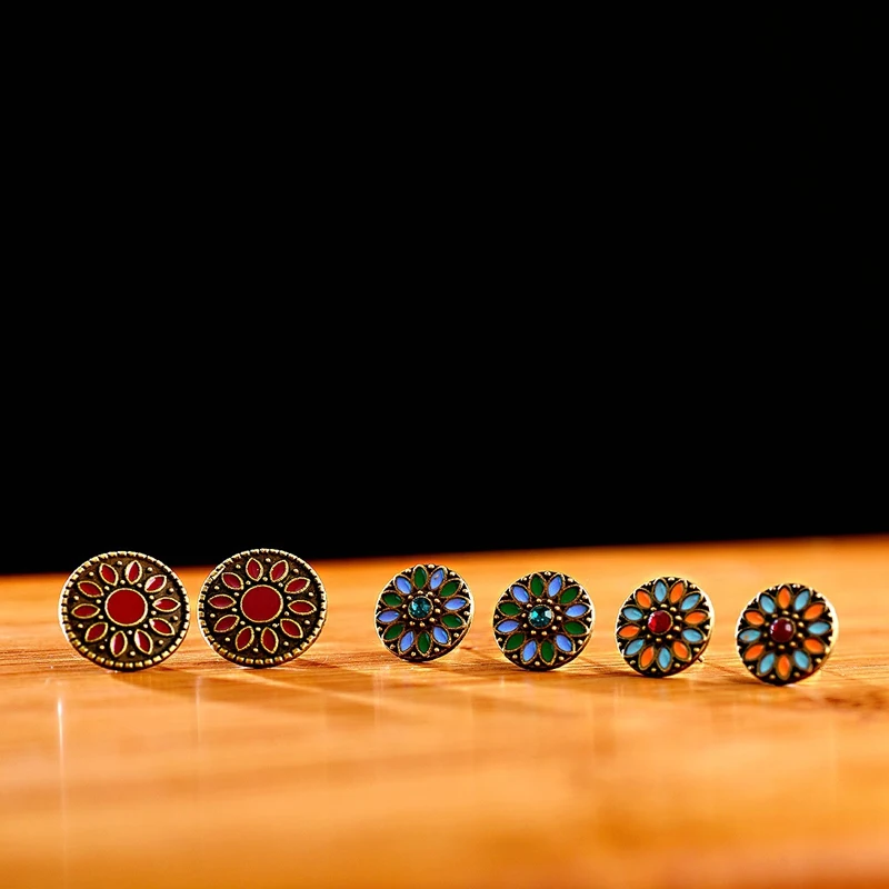 Женские серьги гвоздики с цветком этнические в стиле бохо украшения для лета