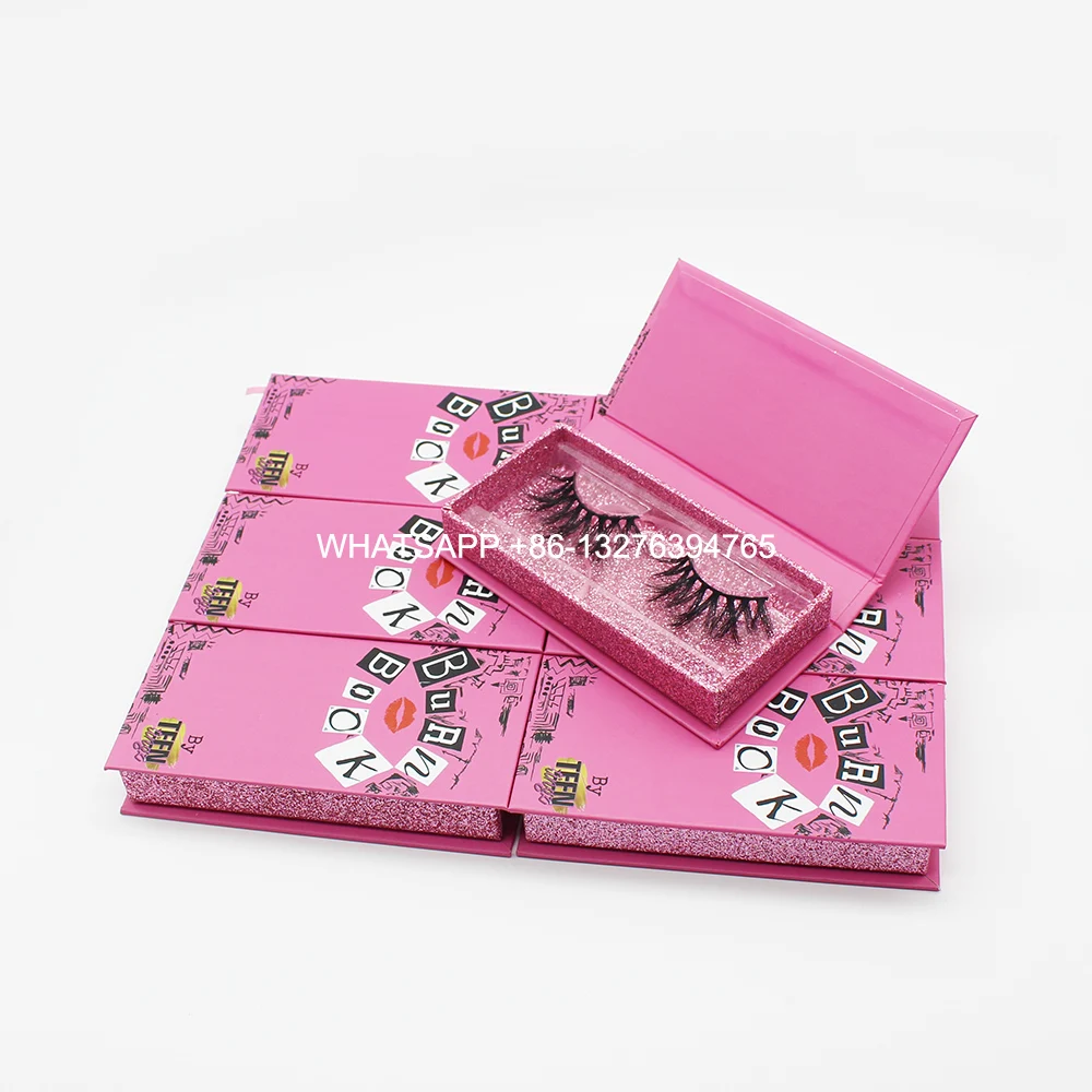 

Pink Burn Book Mink Lash Box With Tray Custom Lashbox Packaging With Logo Custom Your Own Brand Lashes Cases