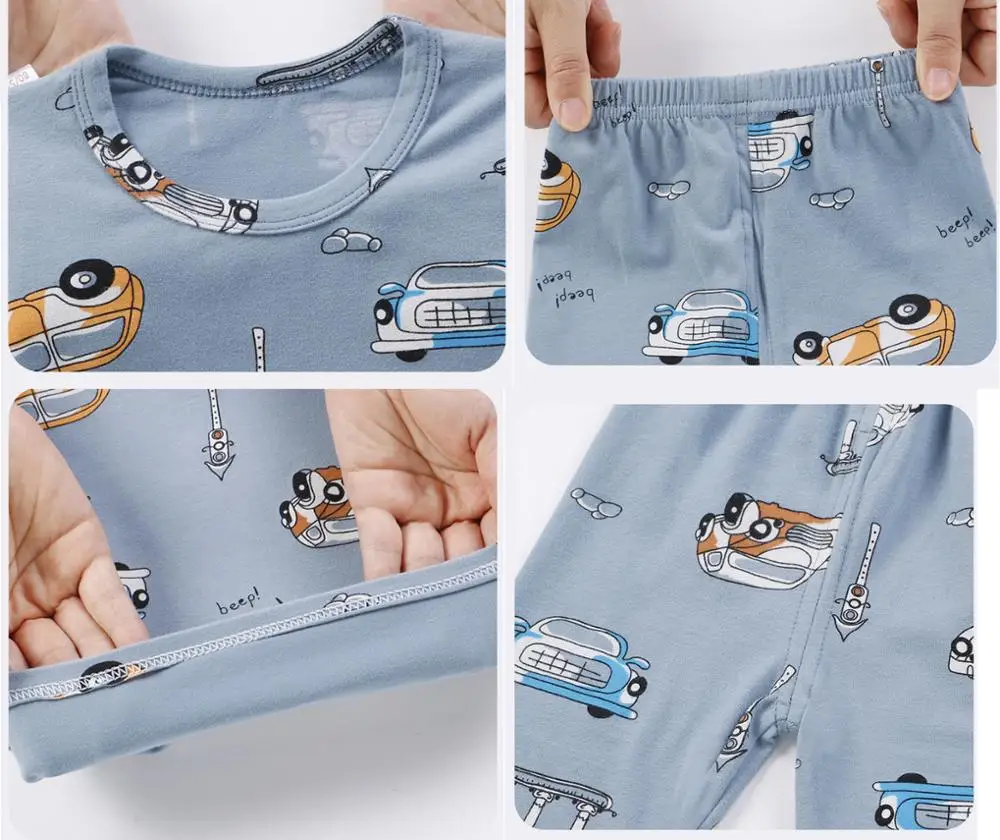 

Children's Autumn Pajamas Clothing Set Cartoon Boys Girls Sleepwear Suits Kids Long Sleeves Top + Pants Baby Infant Home Clothes