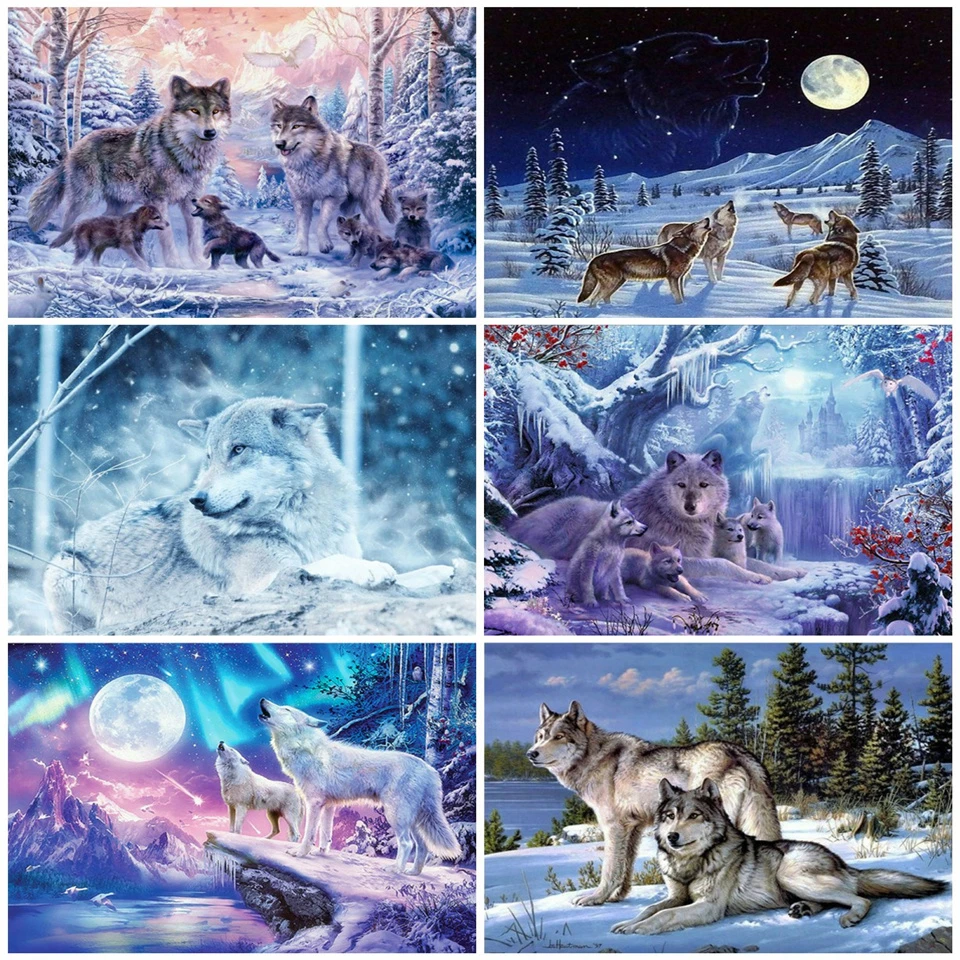 Алмазная 5D картина AZQSD сделай сам с волком полная выкладка стразы зимняя вышивка