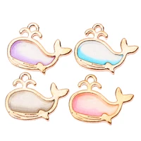 cute ocean dolphin earrings charm colorful pearlescent alloy pendant for couple bracelet necklace diy jewelry making supplies