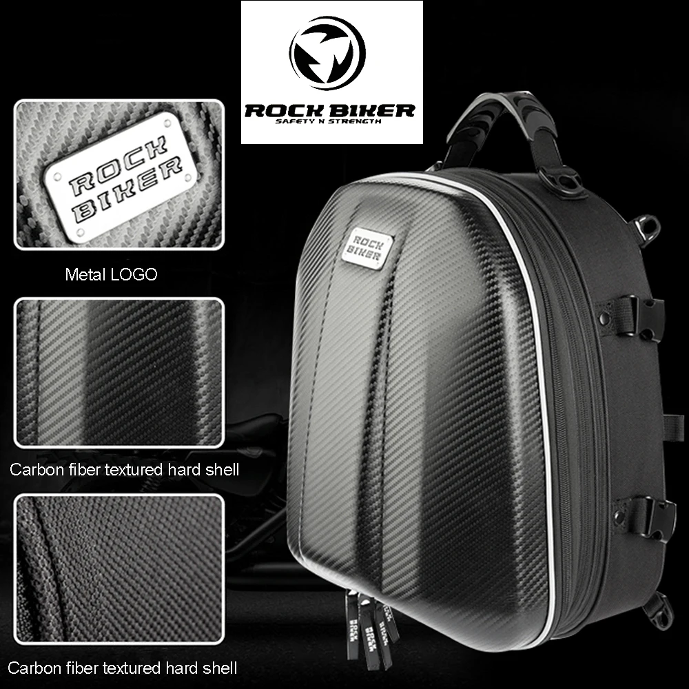Carbon Fiber Hard Shell Motorcycle Bags Backpack Female Tail Bag Multifunctional Waterproof Back Seat Pack Biker Large Capacity |