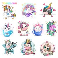 iron on patches for childrens t shirt canvas bag diy decorative printing sticker cute unicorn color heat transfer can be washed
