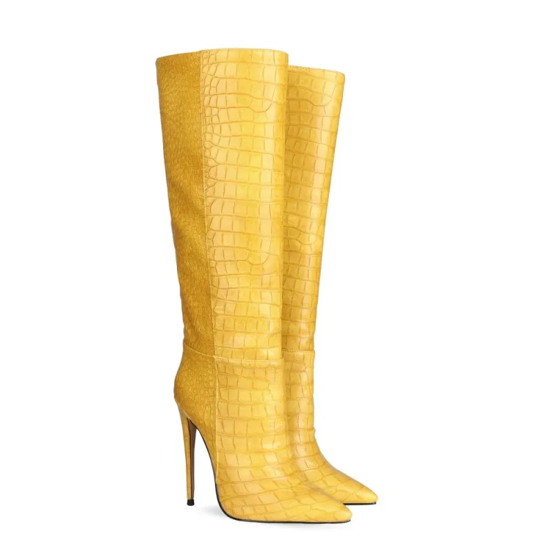 Mobetty/высокие сапоги до бедра на шпильке Женские высокие из цветной кожи с камнями