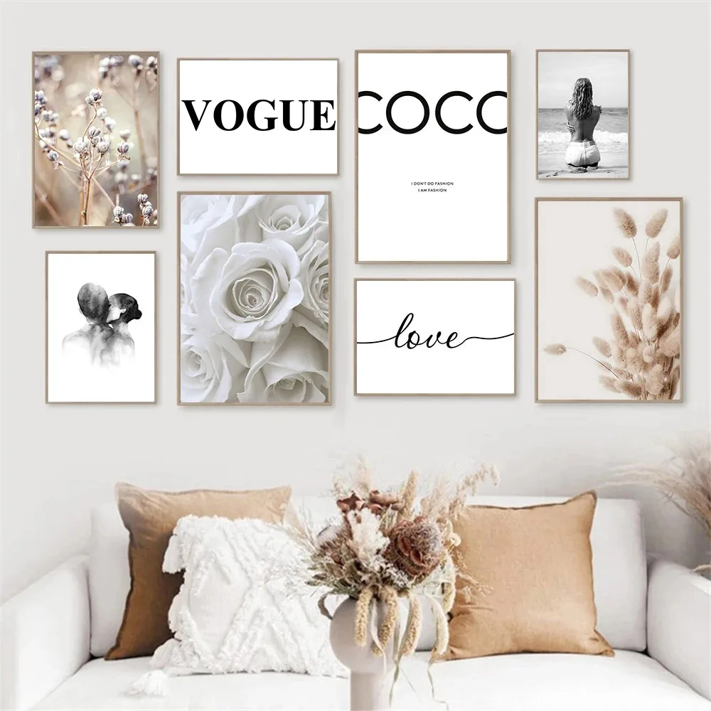 

Sexy Girl Back Kiss Poster Bunny Tail Grass Reed Fashion Quotes Canvas Paintings White Rose Wall Art Print Pictures Home Decor