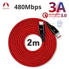 Usb-кабель Snowkdis 2 м, длинный кабель USB Type-C для Samsung S9 S8, кабель быстрой зарядки Type-C, мобильный телефон, зарядный провод USB C для mi9