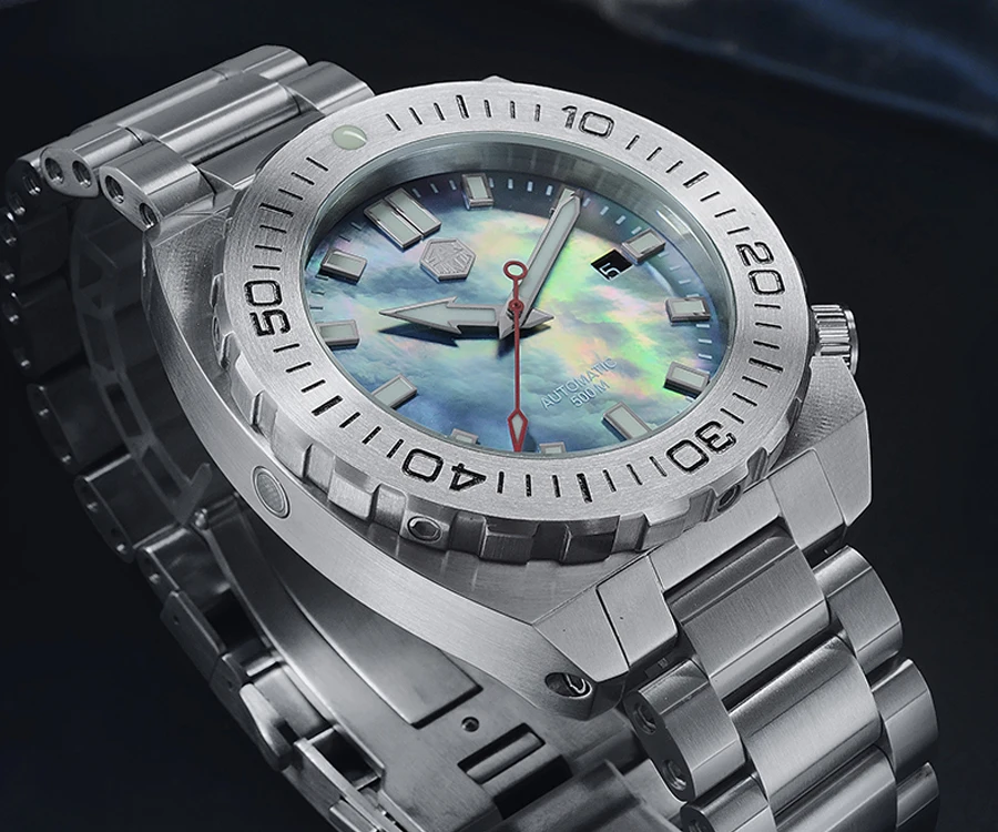 Мужские часы Lugyou San Martin Deep Sea Diver, автоматический Сапфир, водонепроницаемость 500 м, светящаяся нержавеющая сталь, ограниченная серия