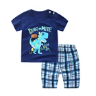 Летняя одежда для маленьких мальчиков и девочек, мультяшный спортивный костюм, комплект детской одежды, футболка + шорты, 2 шт.компл., Одежда для новорожденных, спортивный костюм