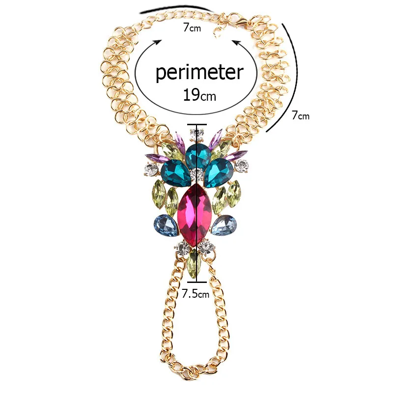 Богемный Роскошный Кристалл Стразы драгоценный камень цветок подвеска браслет