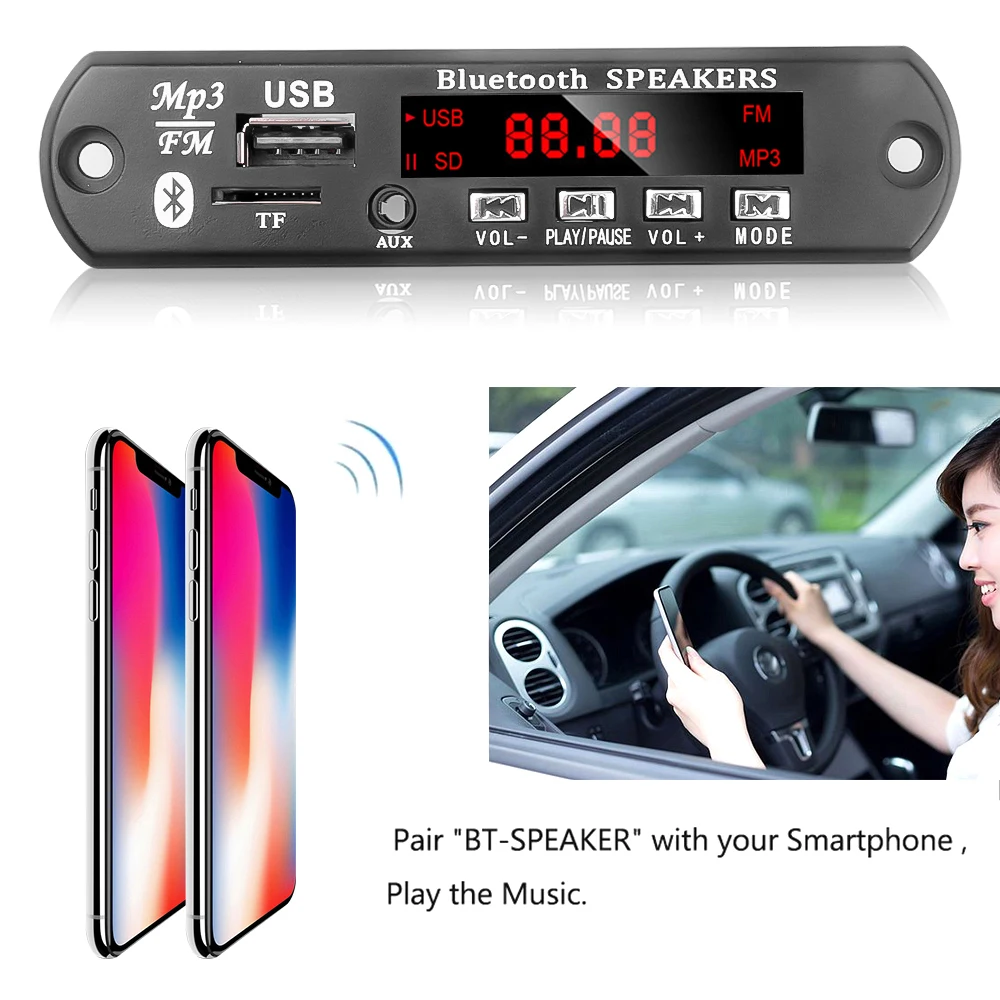 MP3 плеер с функцией громкой связи декодер плата 5 В 12 Bluetooth 0 автомобильный FM