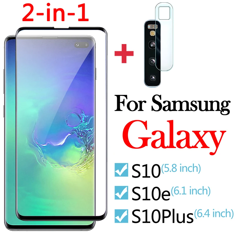 Защитное закаленное стекло для Samsung Galaxy S10/S10E/S10Plus на дисплей и камеру|Защитные