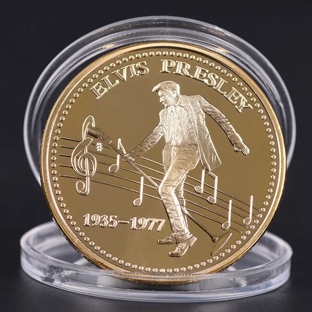 Элвис цвет серебристый Золотой памятная CoinElvis Presley 1935 1977 из серии игр The King of N рок н