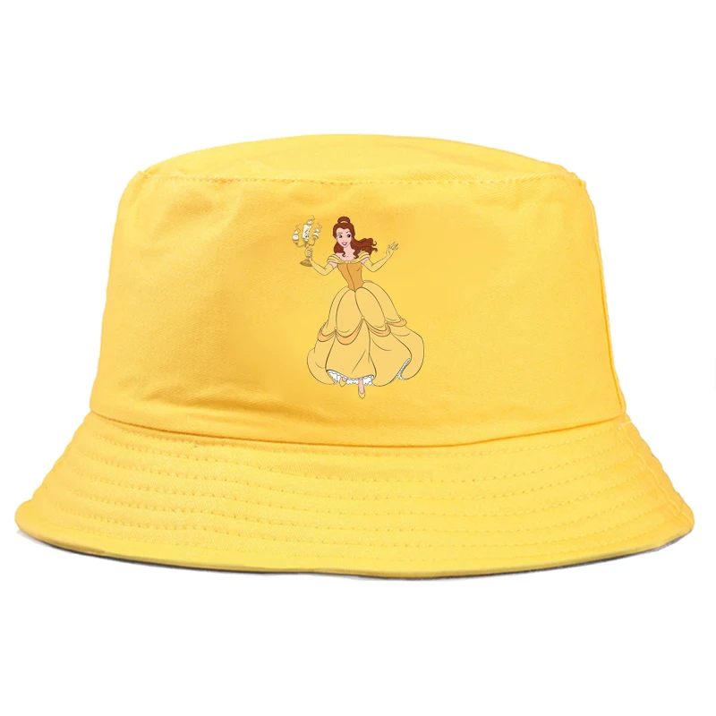 

Disney Beauty and the Beast Belle Brand Casual Fishing Hat Solid Bucket Hat Girl Boy Fashion Cotton Foldable Headwear Panama