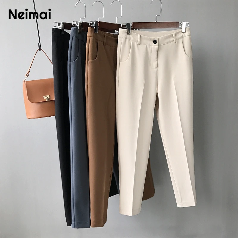 Осень 2019 новые уличные повседневные брюки женские широкие с высокой талией