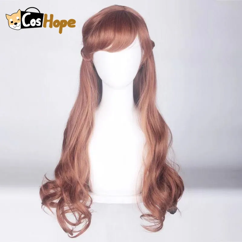 Анна косплей парик женщина 70 см длинный кудрявый коричневый аниме термостойкие