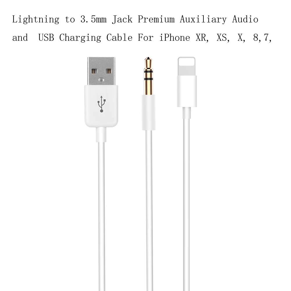 1 м 3 фута 8pin до 5 мм аудио и usb кабель для зарядки XS XR X 8 7 plus ios 13|Кабели VGA| |