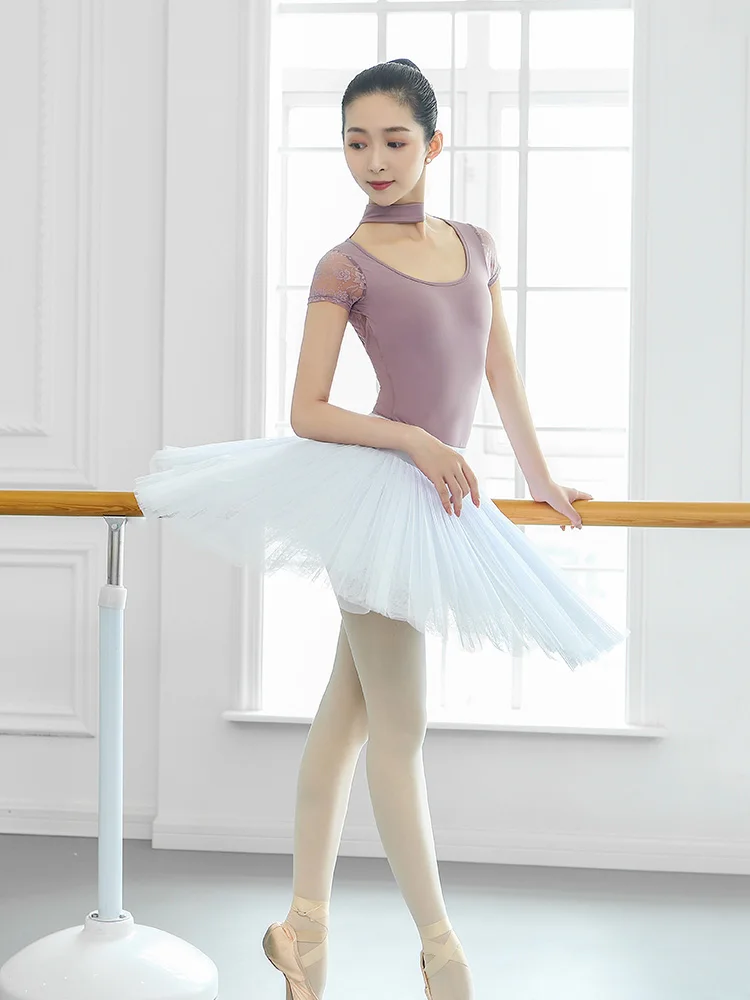 2022 Lace Ballet Leotards For Girls Ballerinas Women Dancewear Adult Practice Clothes Small Stand-up Collar Gymnastics Leotard |