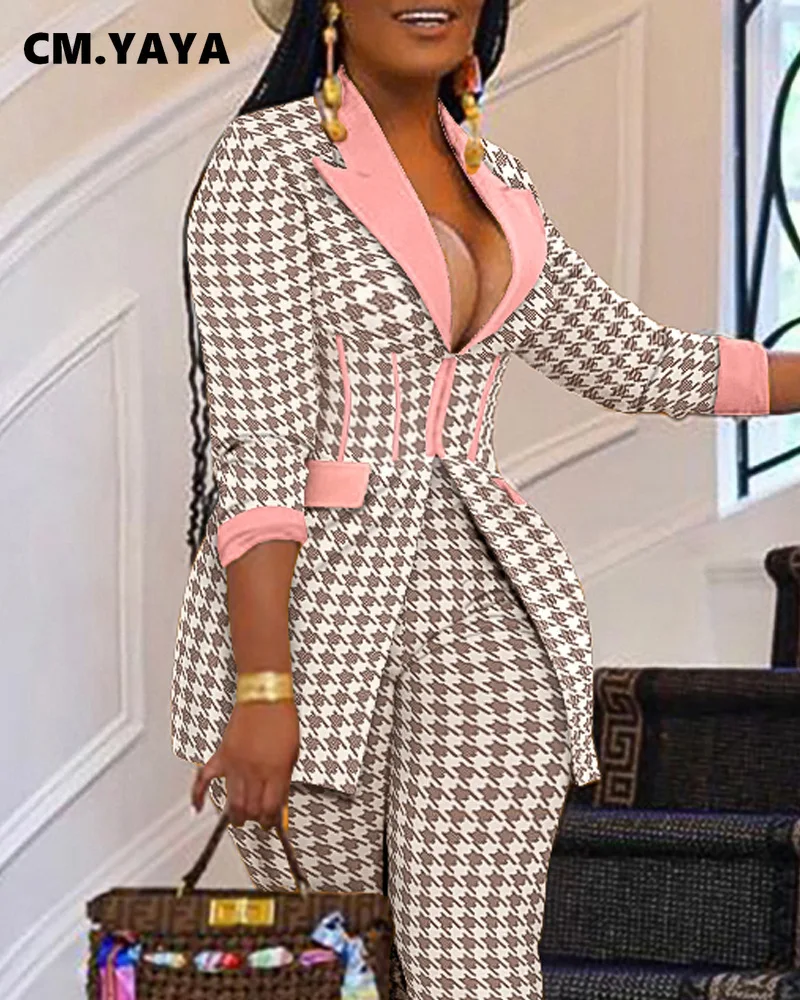 Женский офисный комплект из 2 предметов CM.YAYA костюм блейзера с длинным рукавом и