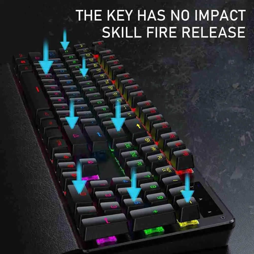 

Wired Mechanical Keyboard Game Kit True Mechanical 104-key Gaming Keyboard Axis Axis Luminous Black Backlit Keyboard Keybo L9L9