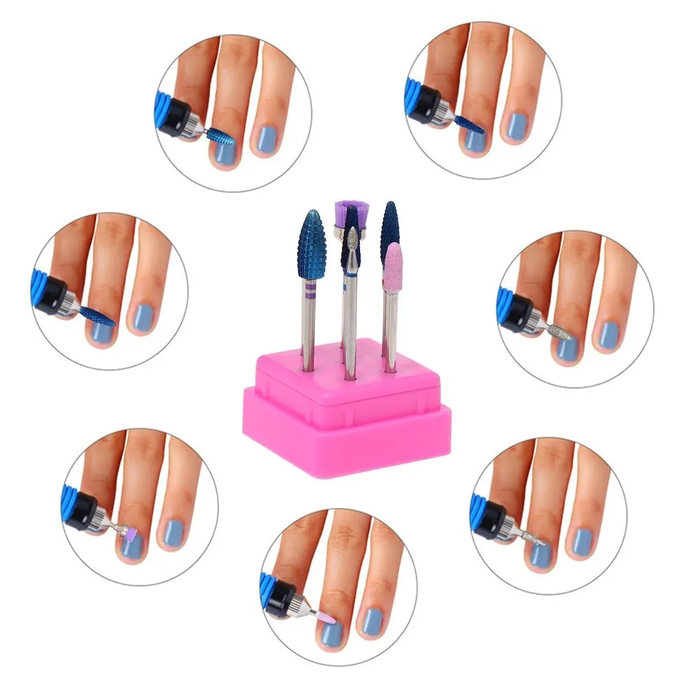 

7pcs Nail Drill Bits Set Pedicure & Manicure Drill Bits Kit Replacement Drill Bits for Electric Nail Drill Remove Cuticle & Gel