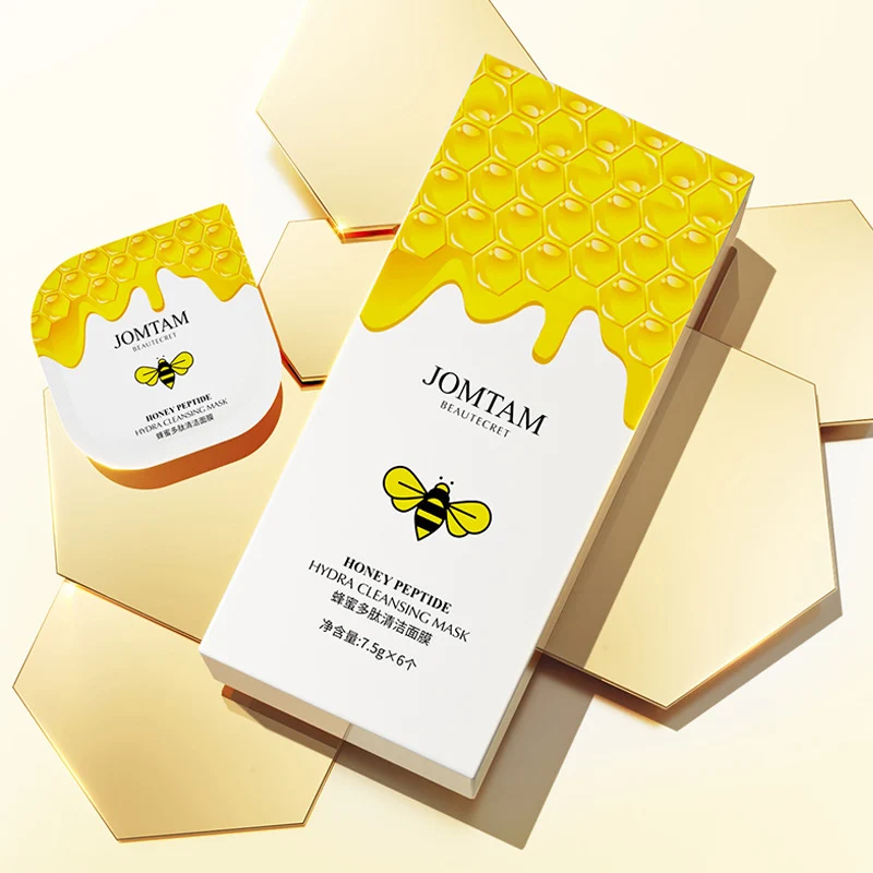 

6 Pcs/Box Honey Polypeptide Sleep Mask Moisturizing Shrinking Pores Gentle Cleansing Refreshing Oil Control Mask Anti-Aging