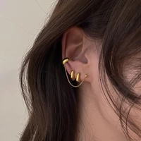 new fashion hip hop retro earrings gold plated metal geometric earclip for women punk rock vintage girls jewelry gifts