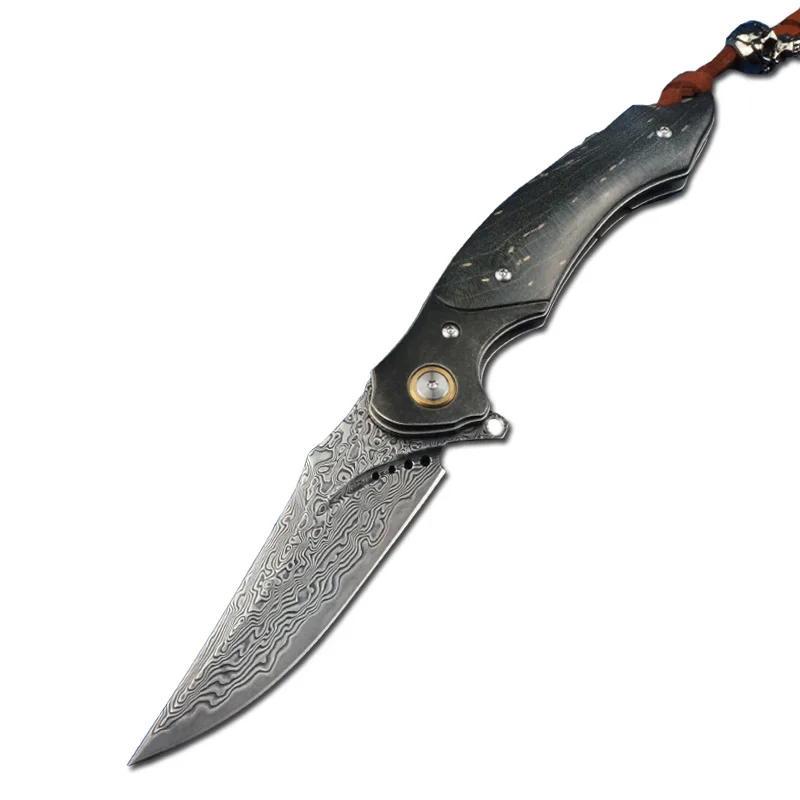 Нож Тактический складной ручной работы из дамасской стали VG10